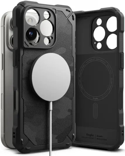 Ringke Rugged Gear Magnetic Apple iPhone 16 Pro Max Hoesje MagSafe Camo Zwart afbeelding 2