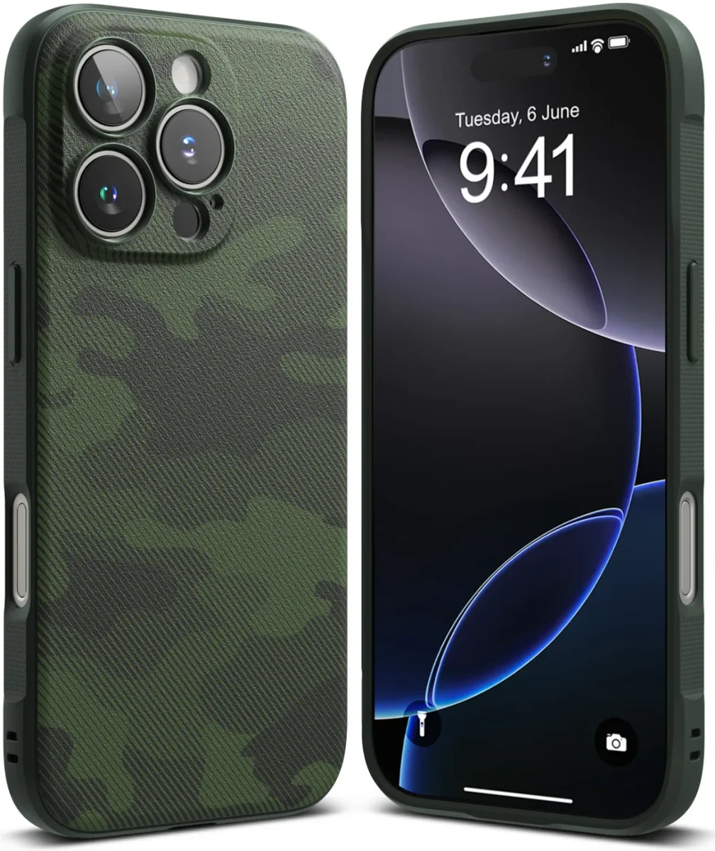 Ringke Onyx Apple iPhone 16 Pro Hoesje Flexibel TPU Back Cover Camo Groen afbeelding 1