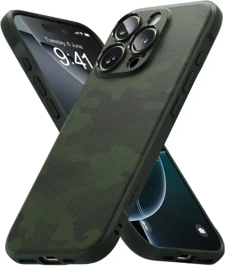 Ringke Onyx Apple iPhone 16 Pro Hoesje Flexibel TPU Back Cover Camo Groen afbeelding 2