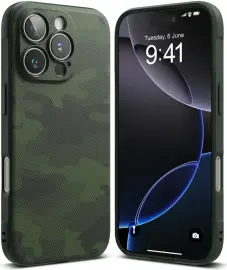 Ringke Onyx Apple iPhone 16 Pro Hoesje Flexibel TPU Back Cover Camo Groen