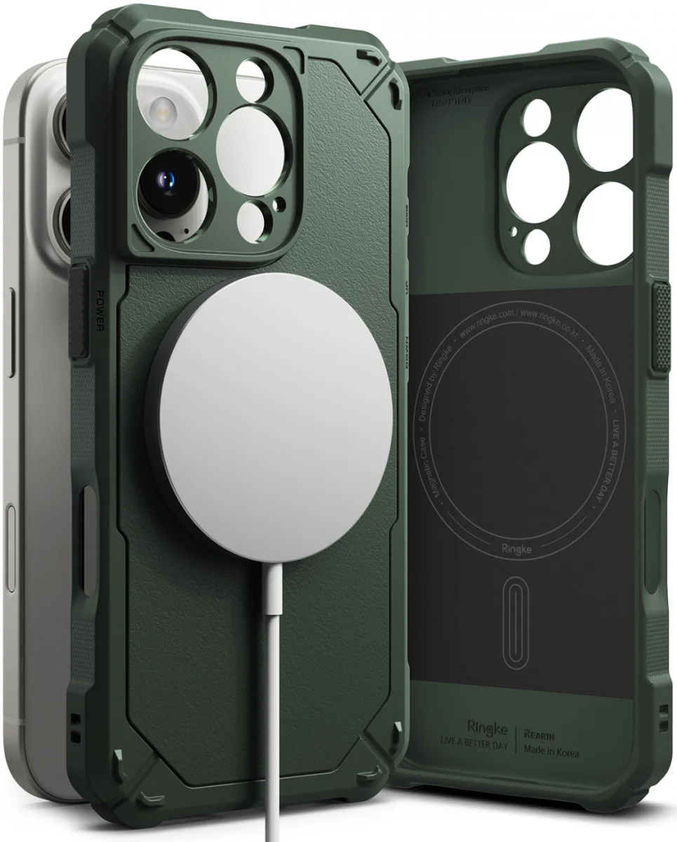 Ringke Rugged Gear Magnetic Apple iPhone 16 Pro Hoesje MagSafe Groen afbeelding 1