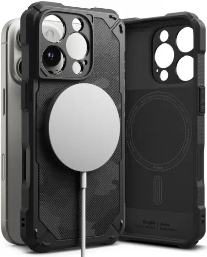 Ringke Rugged Gear Magnetic Apple iPhone 16 Pro Hoesje MagSafe Camo Zwart afbeelding 1
