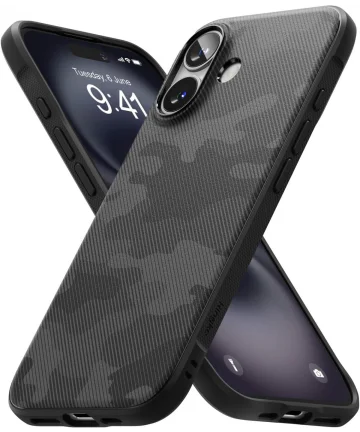 Ringke Onyx Apple iPhone 16 Plus Hoesje Flexibel TPU Back Cover Camo Zwart Hoesjes