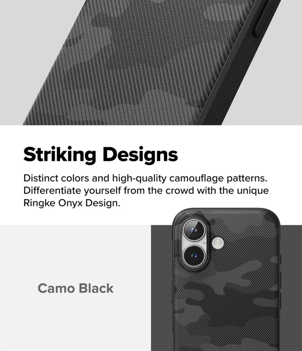 Ringke Onyx Apple iPhone 16 Plus Hoesje Flexibel TPU Back Cover Camo Zwart afbeelding 5