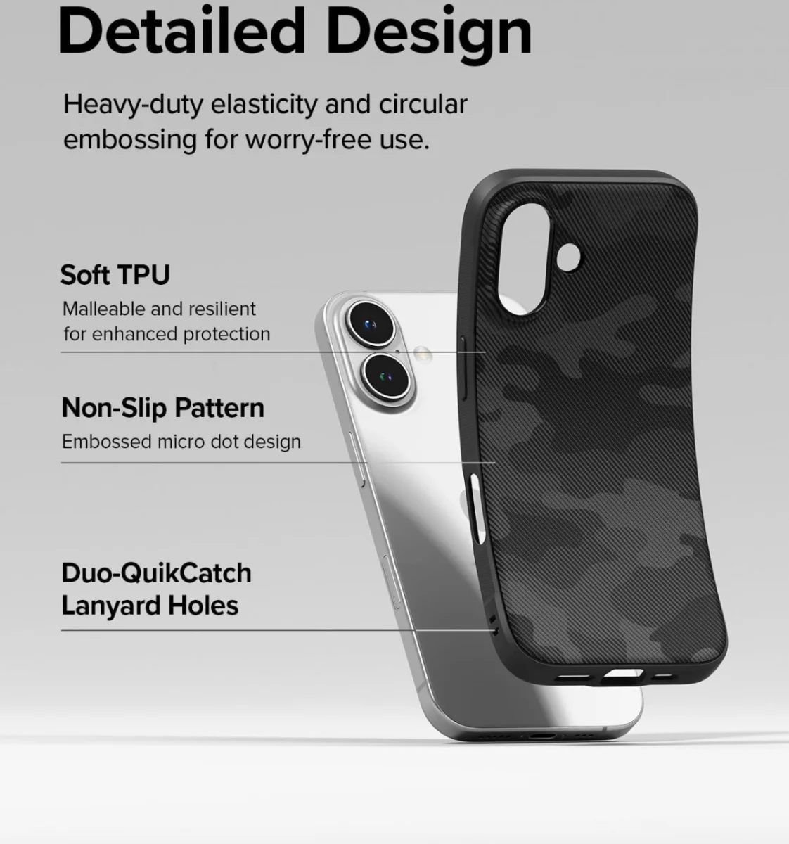 Ringke Onyx Apple iPhone 16 Plus Hoesje Flexibel TPU Back Cover Camo Zwart afbeelding 7