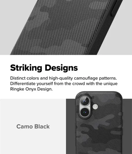 Ringke Onyx Apple iPhone 16 Plus Hoesje Flexibel TPU Back Cover Camo Zwart afbeelding 5