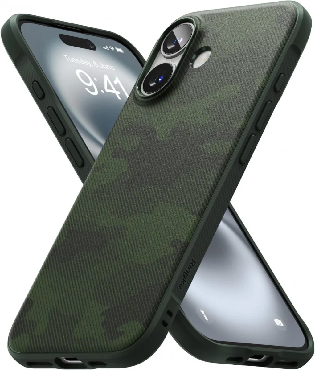 Ringke Onyx Apple iPhone 16 Hoesje Flexibel TPU Back Cover Camo Groen afbeelding 1