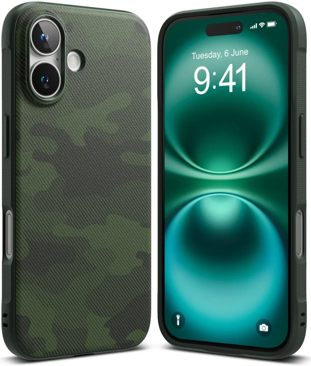 Ringke Onyx Apple iPhone 16 Hoesje Flexibel TPU Back Cover Camo Groen afbeelding 2