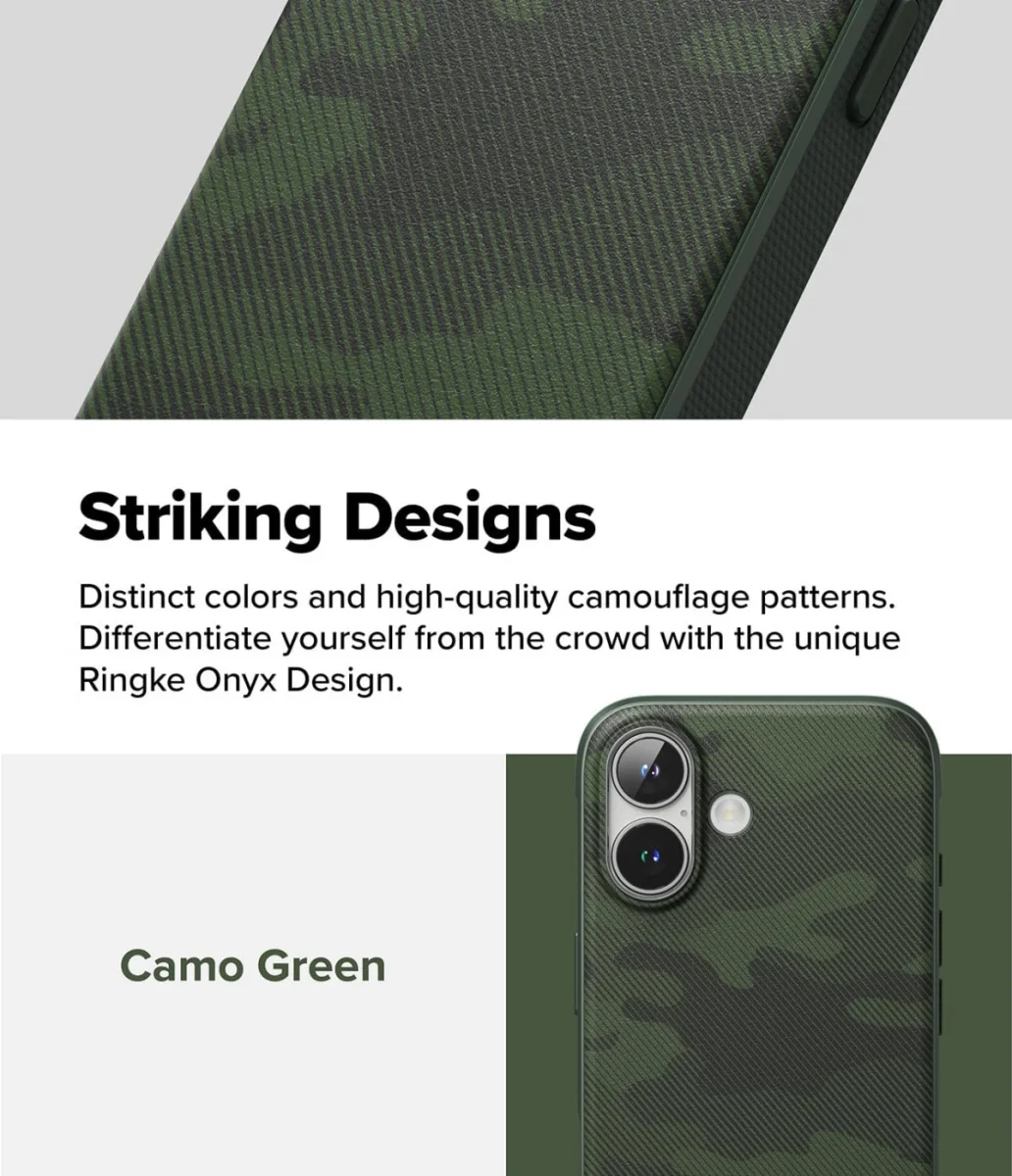 Ringke Onyx Apple iPhone 16 Hoesje Flexibel TPU Back Cover Camo Groen afbeelding 5