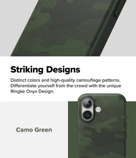 Ringke Onyx Apple iPhone 16 Hoesje Flexibel TPU Back Cover Camo Groen afbeelding 5