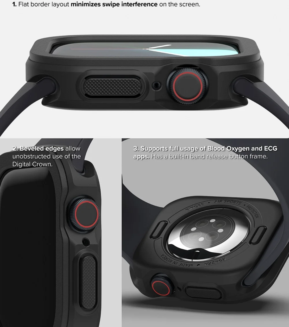 Ringke Air Sports - Apple Watch 10 42MM Hoesje - TPU Zwart afbeelding 7
