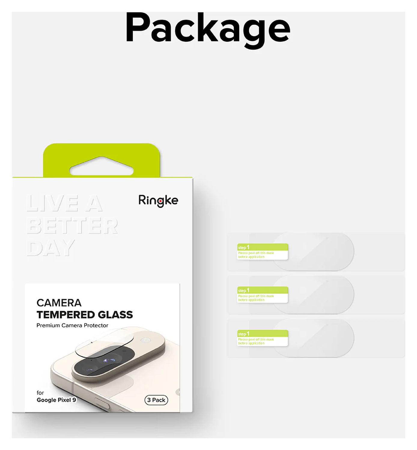 Ringke Google Pixel 9 Camera Protector Tempered Glass (3-Pack) afbeelding 13