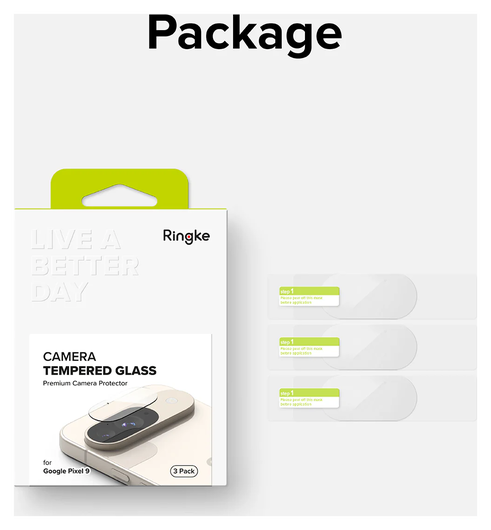 Ringke Google Pixel 9 Camera Protector Tempered Glass (3-Pack) afbeelding 13