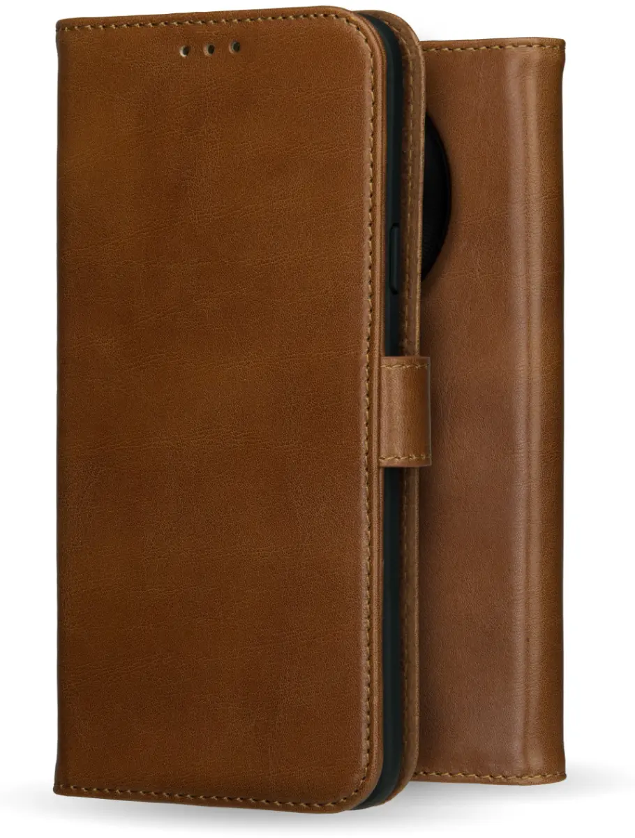 Rosso Deluxe OnePlus 13 Hoesje Echt Leer Book Case Bruin afbeelding 2