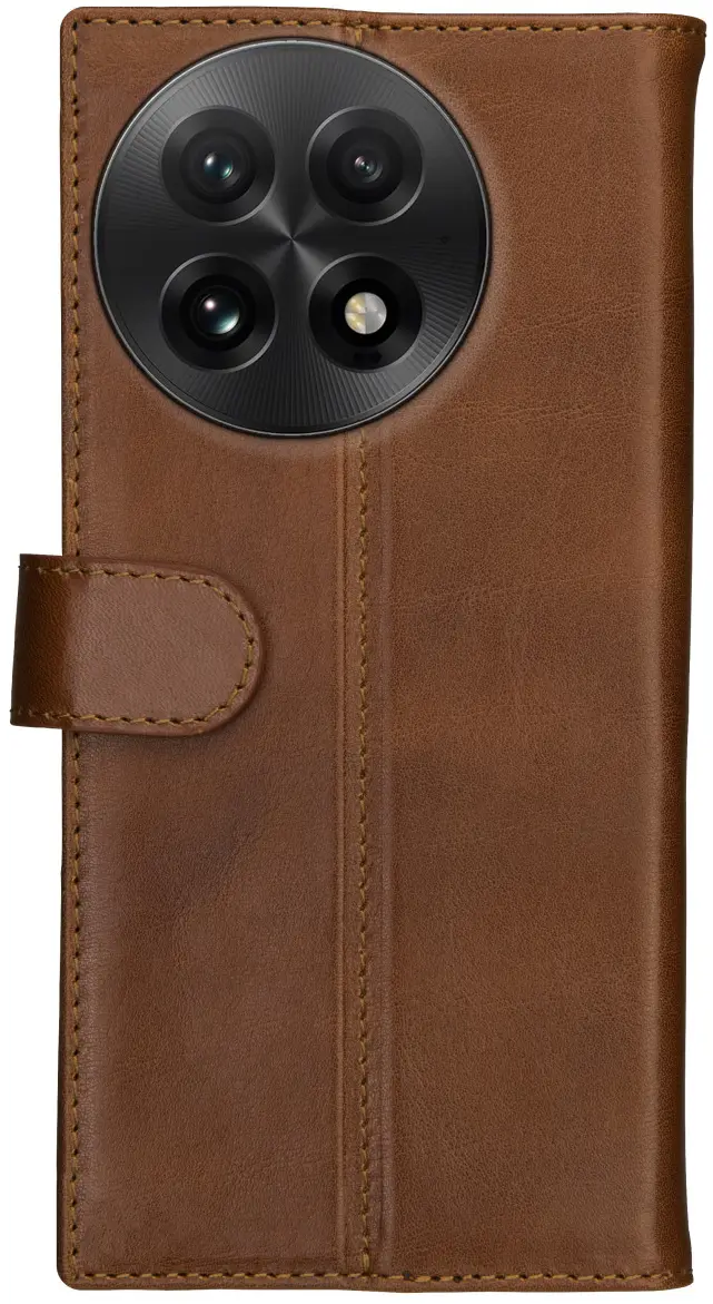 Rosso Deluxe OnePlus 13 Hoesje Echt Leer Book Case Bruin afbeelding 8