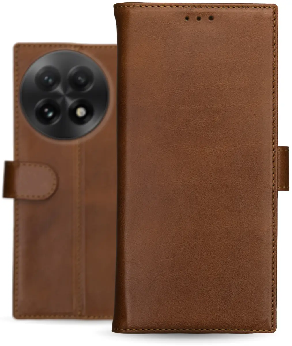 Rosso Deluxe OnePlus 13 Hoesje Echt Leer Book Case Bruin afbeelding 9
