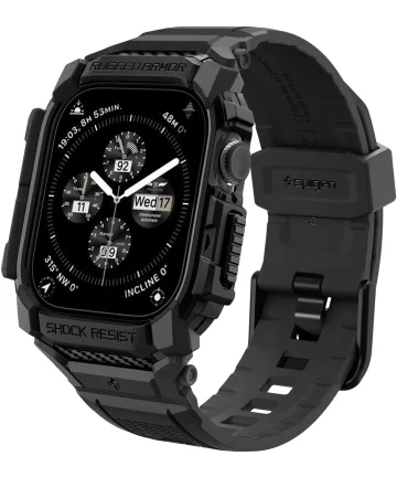 Spigen Rugged Armor Pro - Apple Watch 10 42MM - Hoesje en Bandje - Zwart Cases