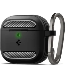 Spigen Rugged Armor Apple AirPods 4 Hoesje Carbon Fiber Zwart