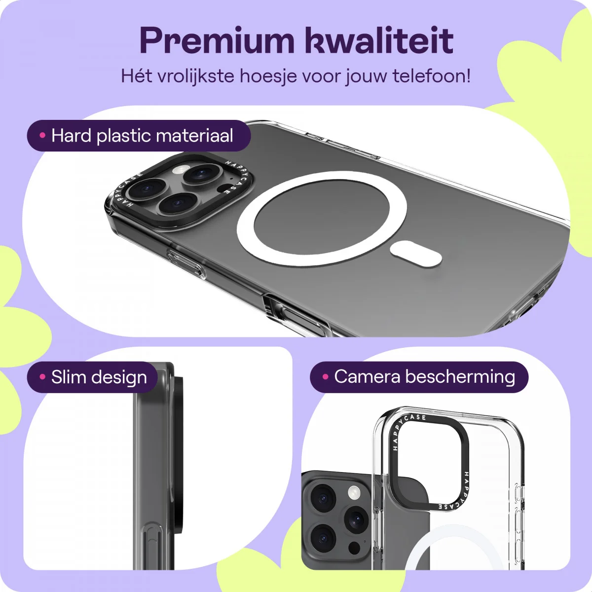 HappyCase Joy Apple iPhone 16 Pro Hoesje MagSafe Back Cover Crystal Clear afbeelding 3