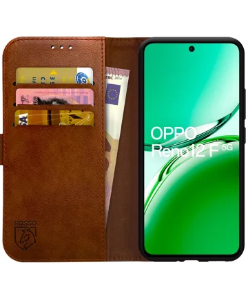 Rosso Element Oppo Reno 12 F Hoesje Book Case Wallet Bruin Hoesjes