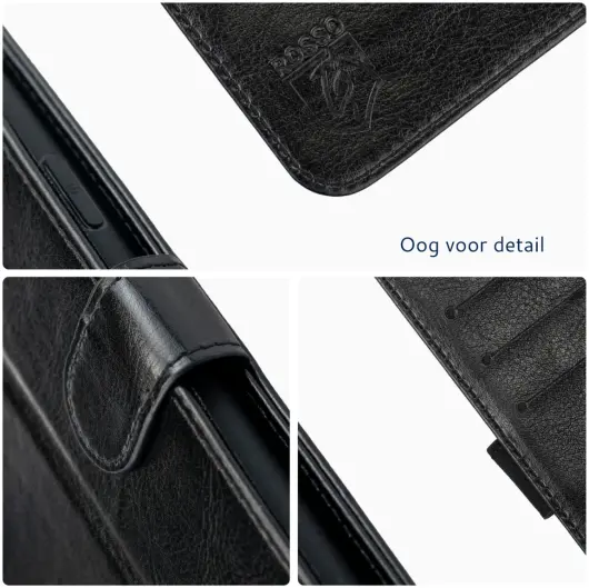 Rosso Element Oppo Reno 12 F Hoesje Book Case Wallet Zwart afbeelding 3