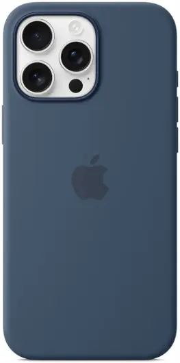 Origineel Apple iPhone 16 Pro Max Hoesje MagSafe Silicone Case Denim afbeelding 3
