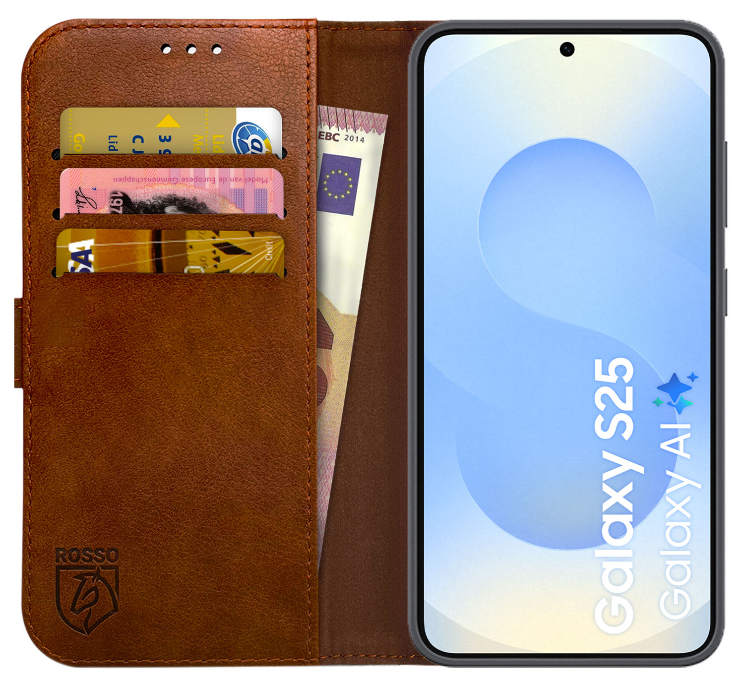 Rosso Element Samsung Galaxy S25 Hoesje Book Case Wallet Bruin afbeelding 1