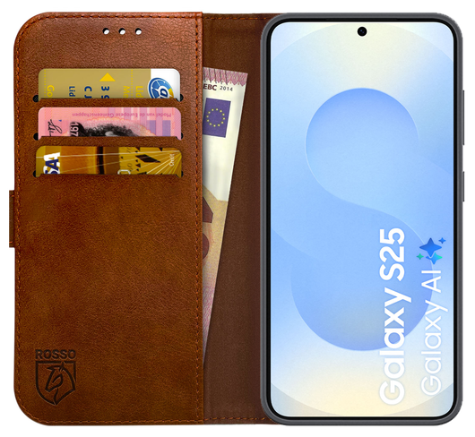 Rosso Element Samsung Galaxy S25 Hoesje Book Case Wallet Bruin afbeelding 1