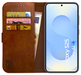 Rosso Element Samsung Galaxy S25 Hoesje Book Case Wallet Bruin afbeelding
