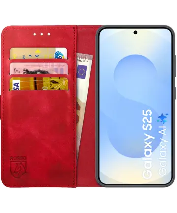 Rosso Element Samsung Galaxy S25 Hoesje Book Case Wallet Rood Hoesjes