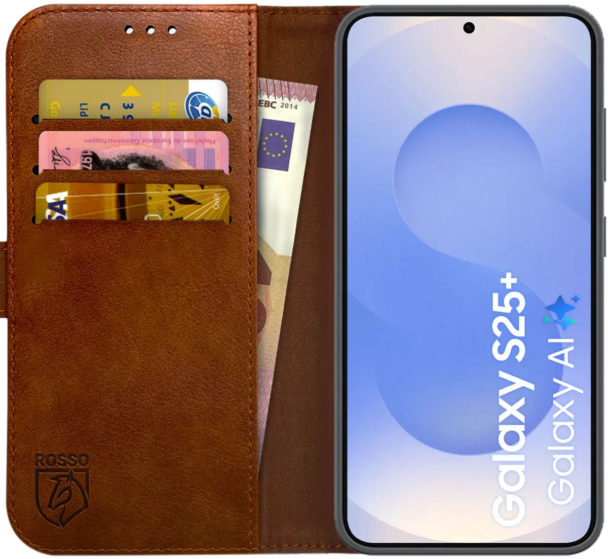 Rosso Element Samsung Galaxy S25 Plus Hoesje Book Case Wallet Bruin afbeelding 1
