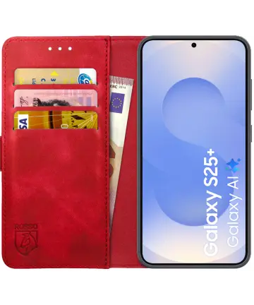 Rosso Element Samsung Galaxy S25 Plus Hoesje Book Case Wallet Rood Hoesjes