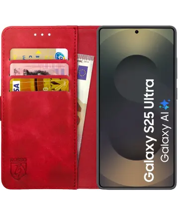 Rosso Element Samsung Galaxy S25 Ultra Hoesje Book Case Wallet Rood Hoesjes