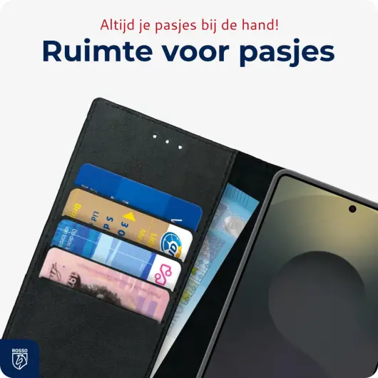 Rosso Deluxe Samsung Galaxy S25 Ultra Hoesje Echt Leer Book Case Zwart afbeelding 5
