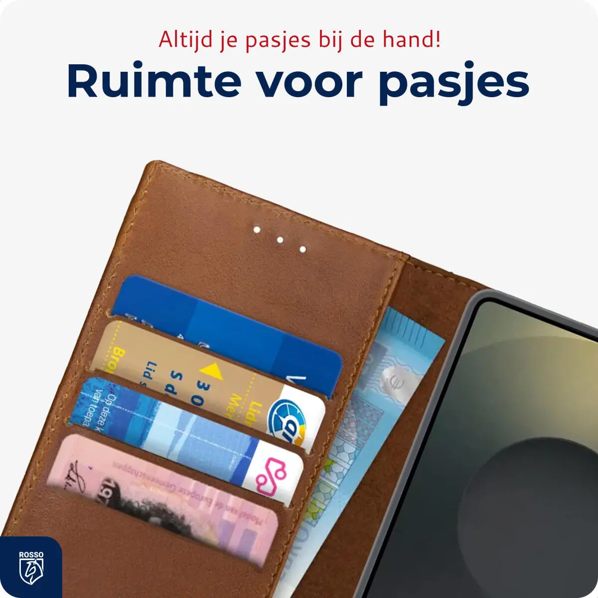 Rosso Deluxe Samsung Galaxy S25 Ultra Hoesje Echt Leer Book Case Bruin afbeelding 5