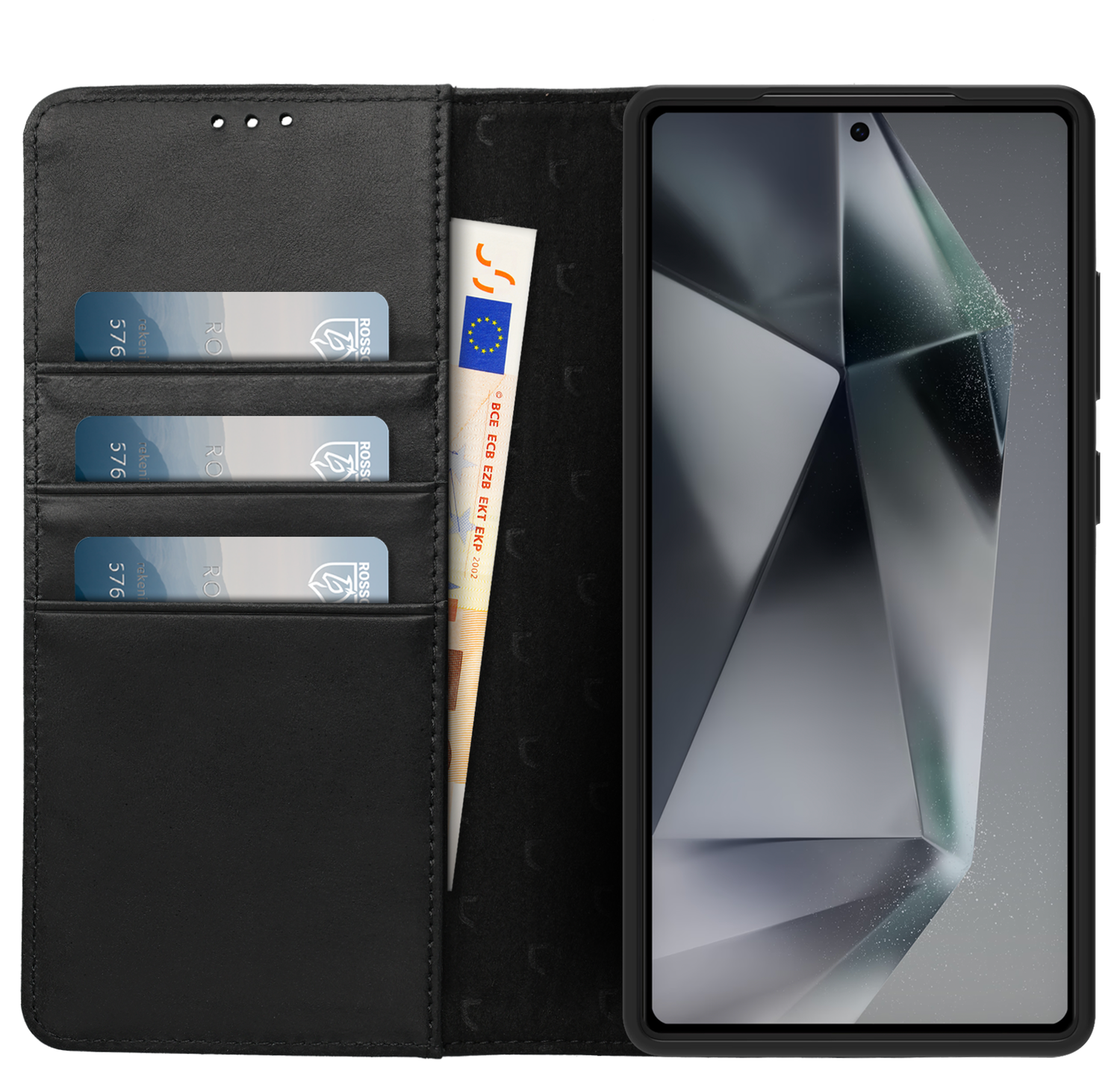 Rosso Elite Samsung Galaxy S25 Ultra Hoesje MagSafe Book Case Leer Zwart afbeelding 2