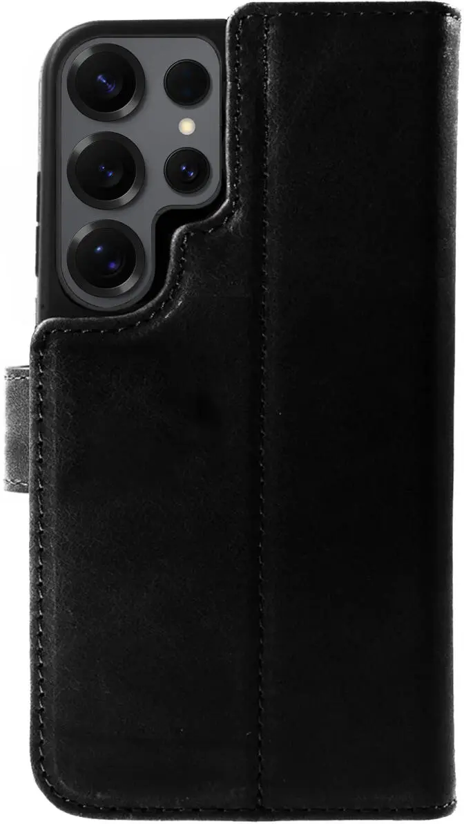 Rosso Elite Samsung Galaxy S25 Ultra Hoesje MagSafe Book Case Leer Zwart afbeelding 2