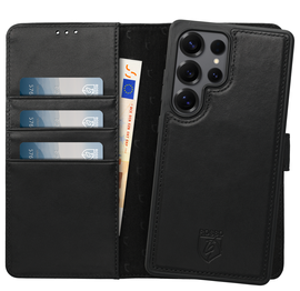 Rosso Elite Samsung Galaxy S25 Ultra Hoesje MagSafe Book Case Leer Zwart afbeelding