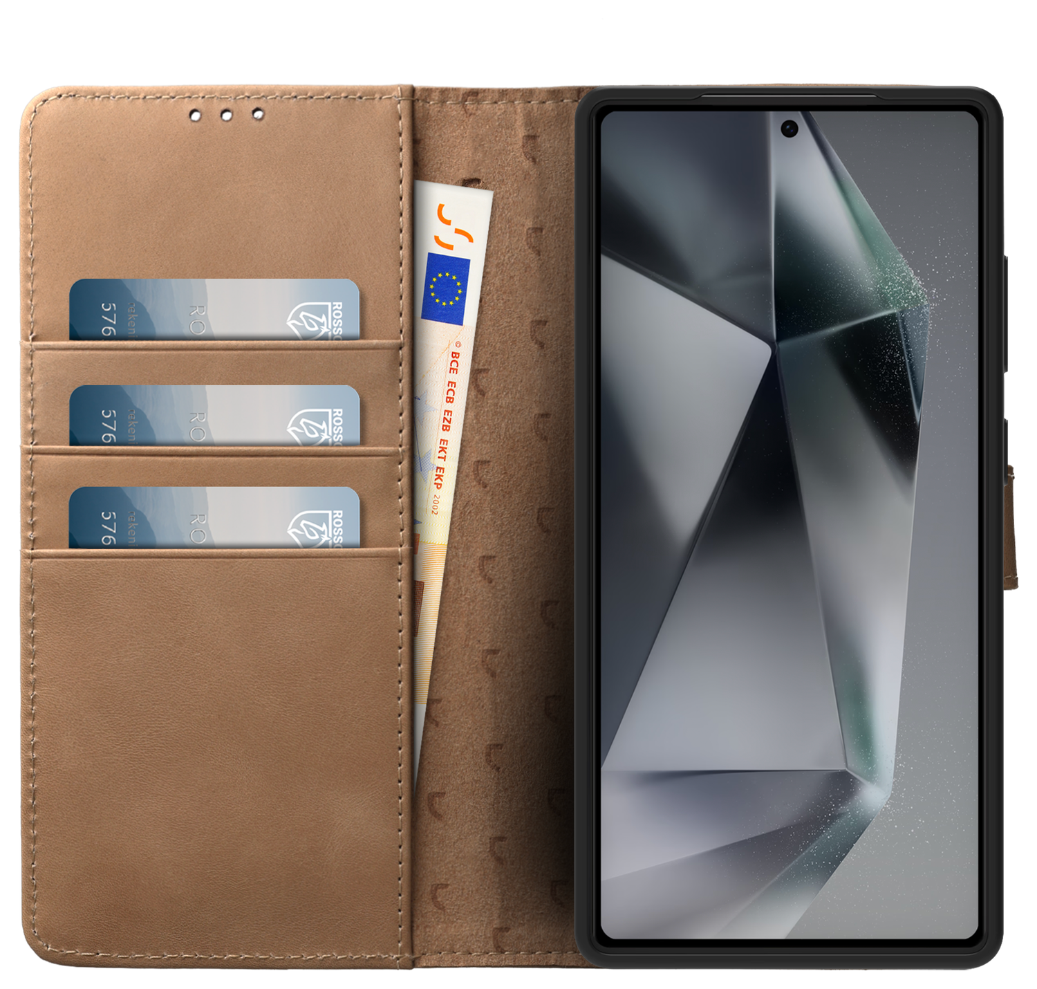 Rosso Elite Samsung Galaxy S25 Ultra Hoesje MagSafe Book Case Leer Lichtbruin afbeelding 2