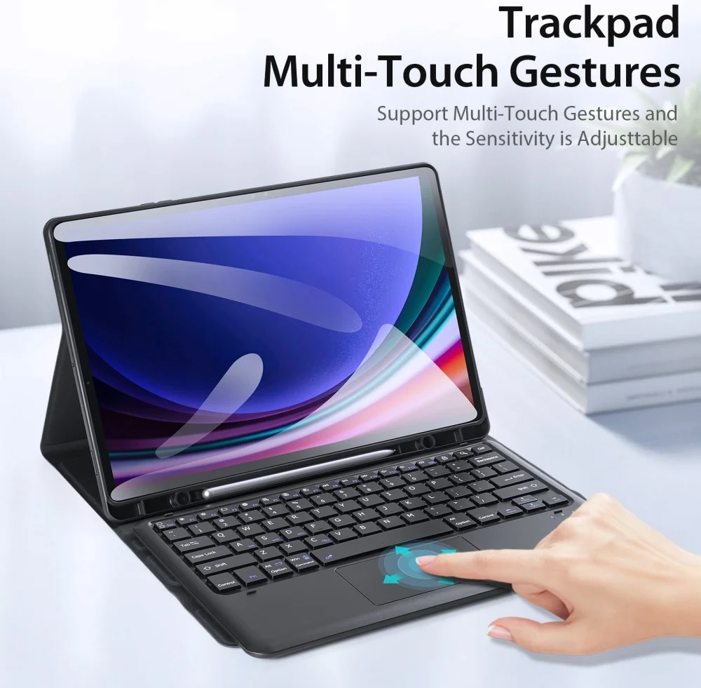 Dux Ducis Samsung Galaxy Tab S9 Plus/S9 FE Plus Hoes Bluetooth Toetsenbord Zwart afbeelding 6