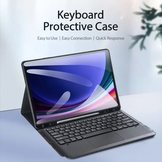 Dux Ducis Samsung Galaxy Tab S9 Plus/S9 FE Plus Hoes Bluetooth Toetsenbord Zwart afbeelding 2