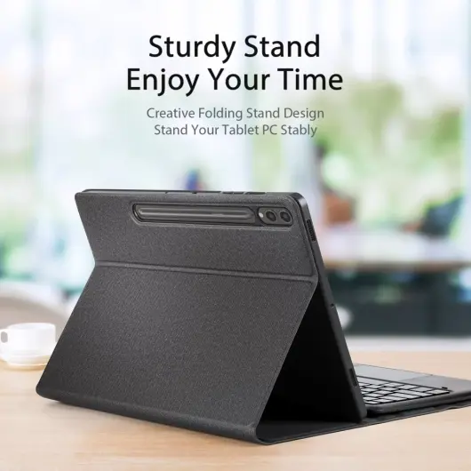 Dux Ducis Samsung Galaxy Tab S9 Plus/S9 FE Plus Hoes Bluetooth Toetsenbord Zwart afbeelding 4
