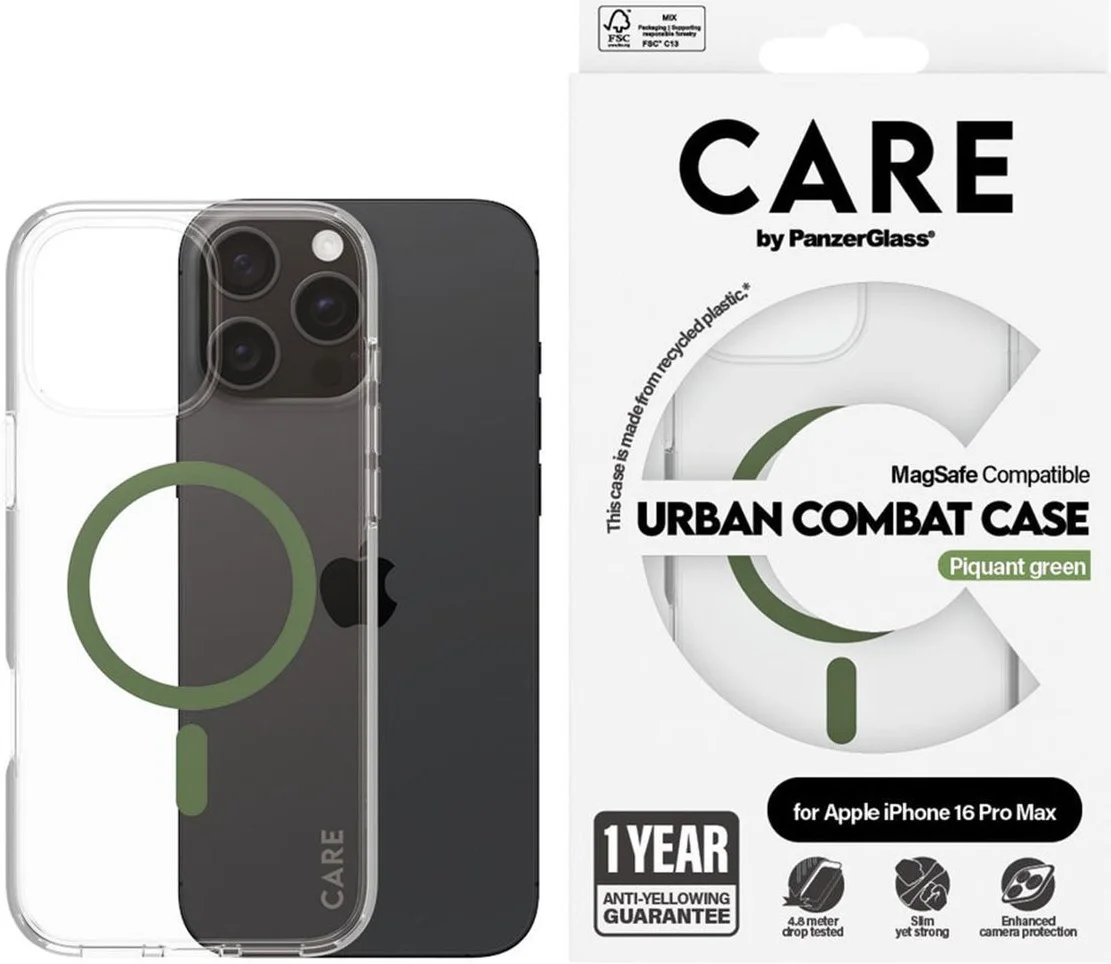 PanzerGlass CARE Urban Combat iPhone 16 Pro Max Hoesje Transparant Groen afbeelding 3