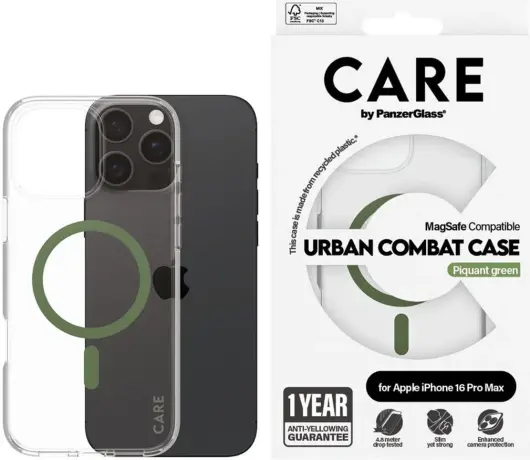 PanzerGlass CARE Urban Combat iPhone 16 Pro Max Hoesje Transparant Groen afbeelding 3