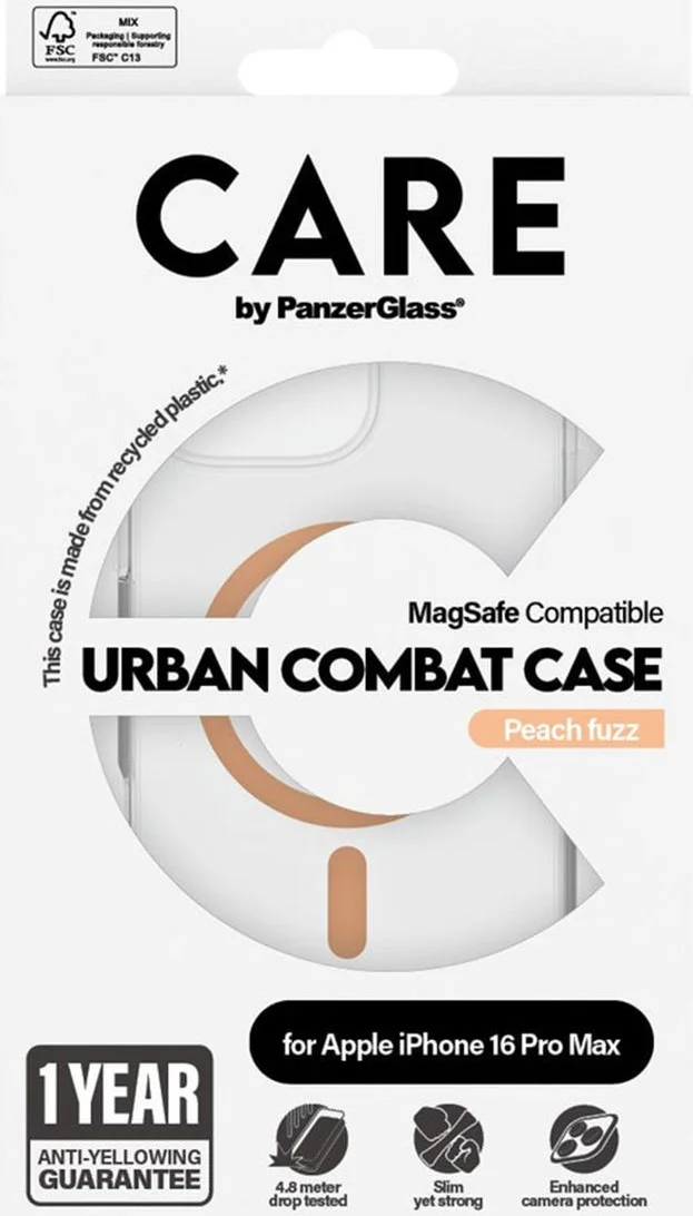 PanzerGlass CARE Urban Combat iPhone 16 Pro Max Hoesje Transparant Peach afbeelding 4