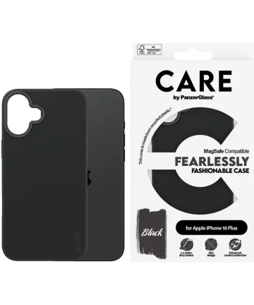 PanzerGlass CARE Fashionable iPhone 16 Plus Hoesje Siliconen MagSafe Zwart Hoesjes