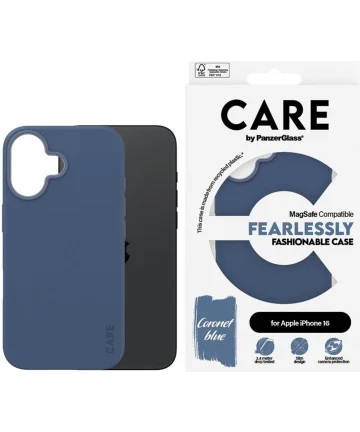 PanzerGlass CARE Fashionable iPhone 16 Hoesje Siliconen MagSafe Back Cover Blauw Hoesjes