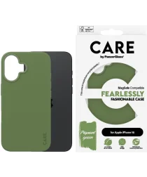 PanzerGlass CARE Fashionable iPhone 16 Hoesje Siliconen MagSafe Groen