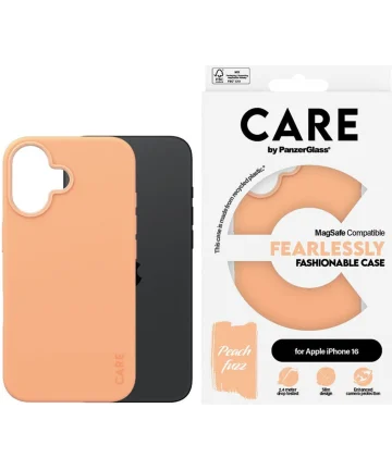 PanzerGlass CARE Fashionable iPhone 16 Hoesje Siliconen MagSafe Peach Hoesjes