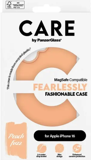 PanzerGlass CARE Fashionable iPhone 16 Hoesje Siliconen MagSafe Back Cover Peach afbeelding 4
